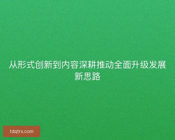 从形式创新到内容深耕推动全面升级发展新思路