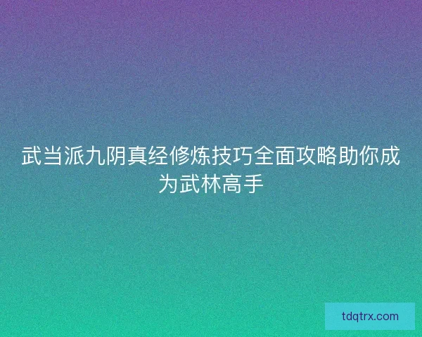 武当派九阴真经修炼技巧全面攻略助你成为武林高手